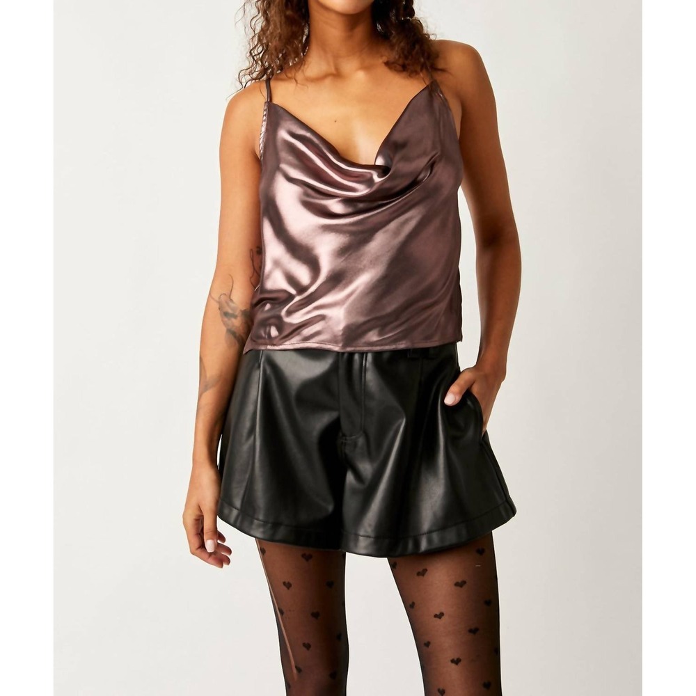 Free People Intimately Sunset Shimmer Woven Cami Top Metallic Bronze Mauve M
